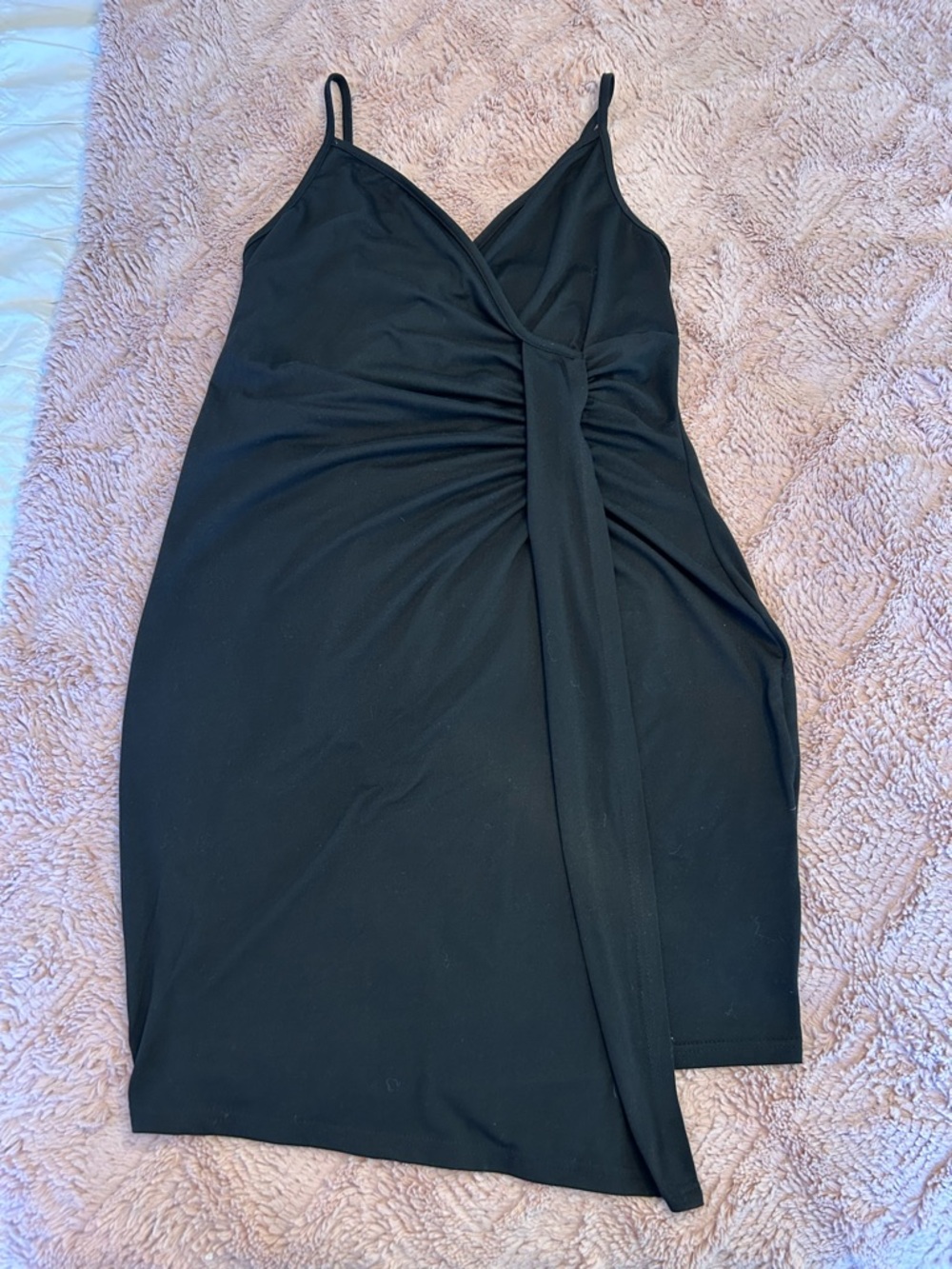 SHEIN Black Asymmetrical Ruched Slip Dress